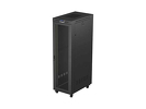 Szafa instalacyjna RACK stojąca 19" 42U 600x1000 czarna, drzwi perforowane, LCD, Lanberg (flat pack) V2