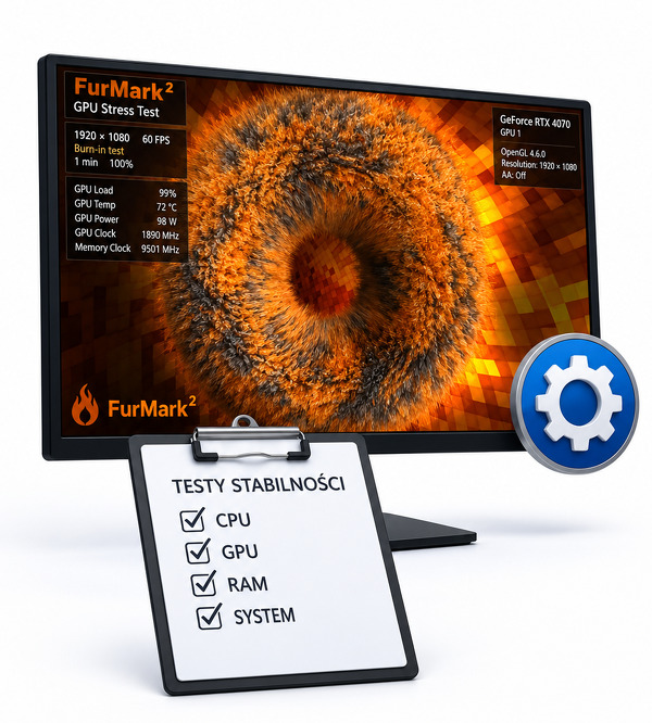 Zdjęcie produktu: Rozszerzone testy stabilności - OCCT (CPU+RAM) i FurMark 2