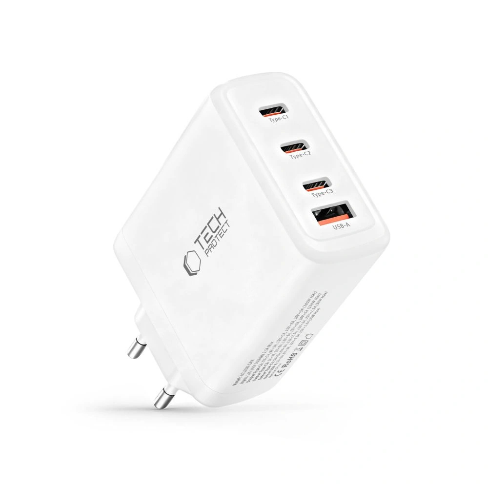 Ładowarka sieciowa Tech-Protect NC120W-GAN 4-Porty 120W - biała Ładowarka sieciowa Tech-Protect NC120W-GAN 4-Porty 120W - biała