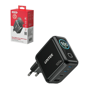 Miniatura produktu: Unitek Ładowarka GaN z wyświetlaczem 100W 3xUSB-C 1xUSB-A PD3.0 QC4.0
