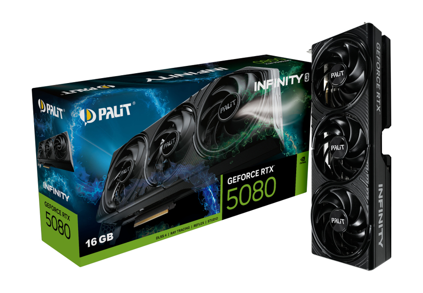 Zdjęcie produktu: Palit GeForce RTX 5080 Infinity 3 16GB GDDR7 DLSS 4 (NE75080019T2-GB2035S) Zdjęcie produktu: Palit GeForce RTX 5080 Infinity 3 16GB GDDR7 DLSS 4 (NE75080019T2-GB2035S)