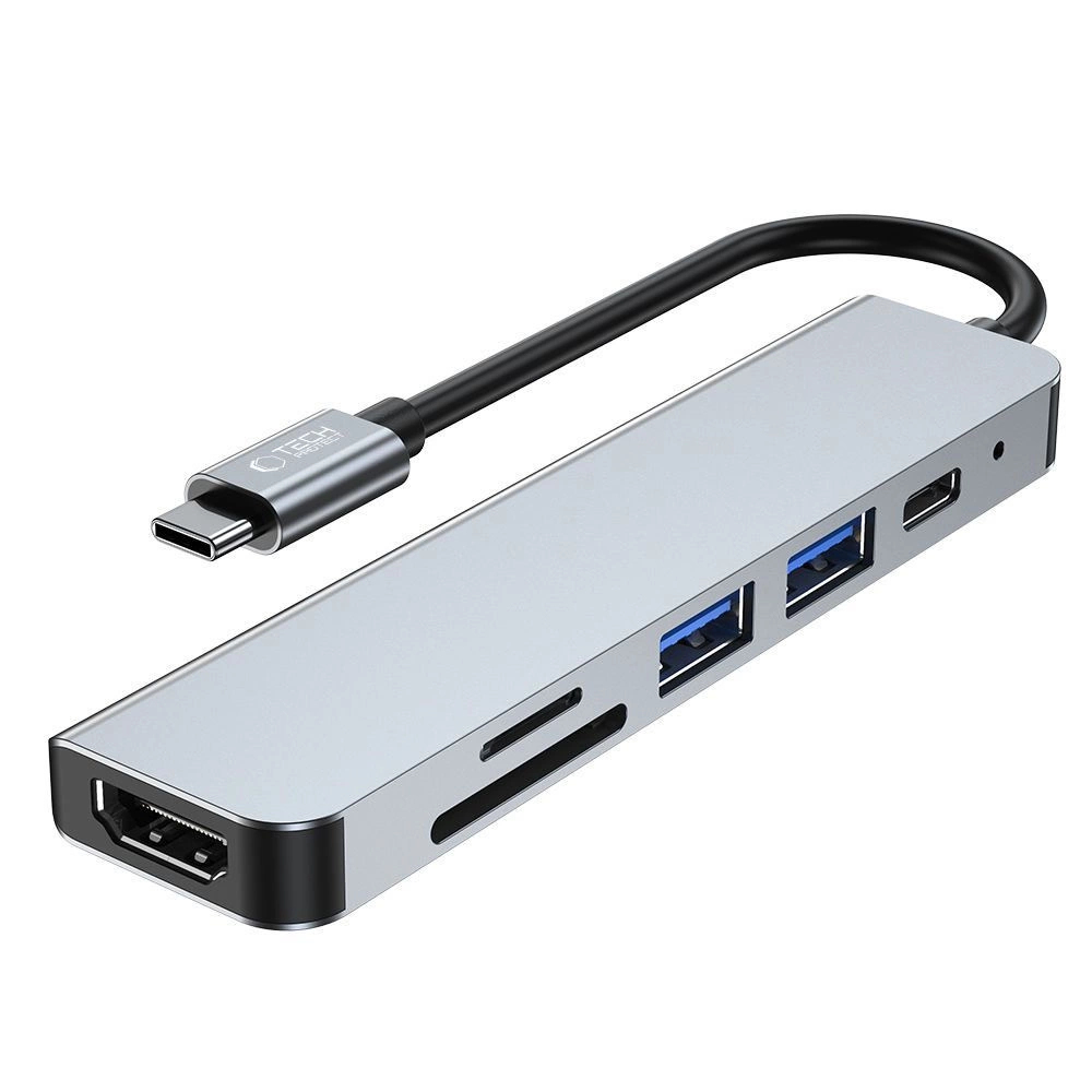 HUB Tech-Protect V4 6w1 USB-C - USB-A/USB-C/HDMI/czytnik kart microSD/TF/SD HUB Tech-Protect V4 6w1 USB-C - USB-A/USB-C/HDMI/czytnik kart microSD/TF/SD