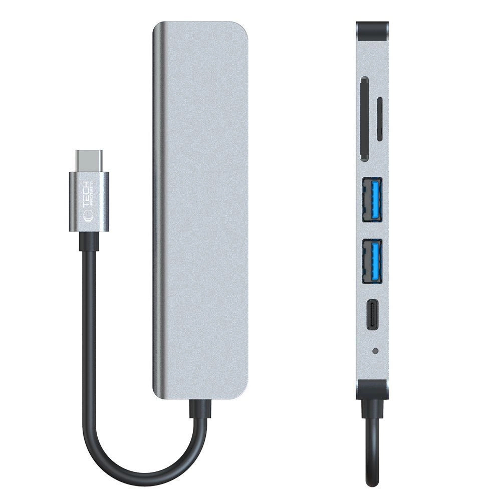 HUB Tech-Protect V4 6w1 USB-C - USB-A/USB-C/HDMI/czytnik kart microSD/TF/SD HUB Tech-Protect V4 6w1 USB-C - USB-A/USB-C/HDMI/czytnik kart microSD/TF/SD