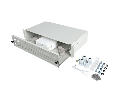 Miniatura produktu: Przełącznica światłowodowa Lanberg 19" 2U 48x SC Simplex / 48x LC Duplex szara + akcesoria