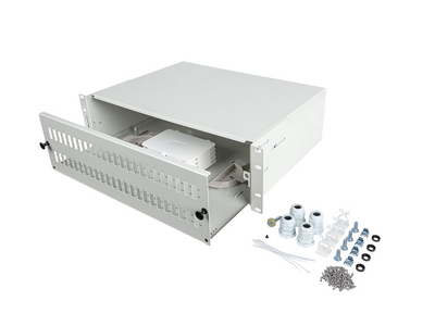 Miniatura produktu: Przełącznica światłowodowa Lanberg 19" 3U 48x SC Duplex / 48x LC Quad szara + akcesoria