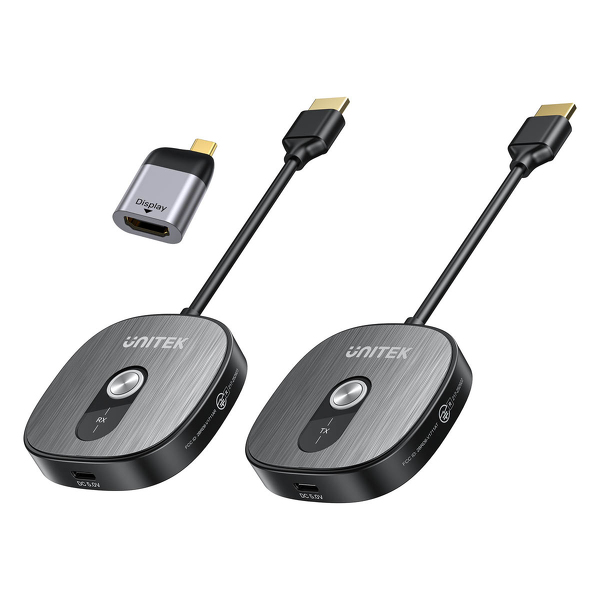 Zdjęcie produktu: Unitek Bezprzewodowy odbiornik HDMI 4K@30Hz z nadajnikiem i USB-C do HDMI