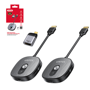 Miniatura produktu: Unitek Bezprzewodowy odbiornik HDMI 4K@30Hz w zestawie z nadajnikiem i adapterem USB-C do HDMI