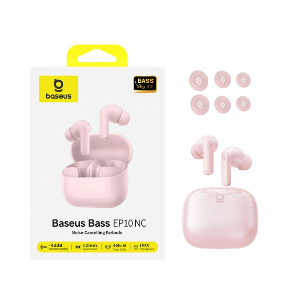 Zdjęcie produktu: Słuchawki Baseus Bass EP10 TWS bezprzewodowe dokanałowe z ANC - różowe