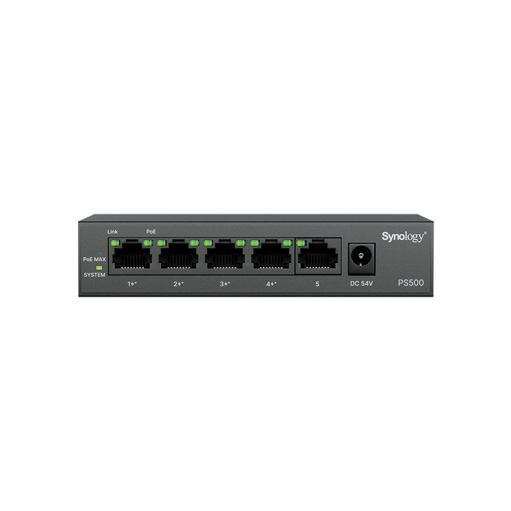 Synology Switch POE+ PS500 5 xRJ-45 1GbE4 4PoE+ 60W Synology Switch POE+ PS500 5 xRJ-45 1GbE4 4PoE+ 60W