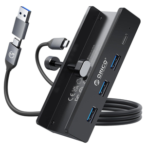Miniatura produktu: Orico Aktywny hub USB-C 5Gbps, 15W, przykręcany, 3x USB-A, USB-C, czarny
