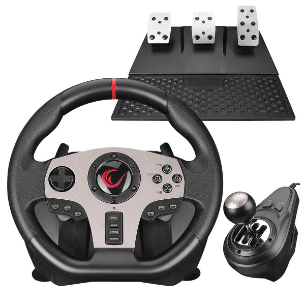 Zdjęcie produktu: Kierownica gamingowa do PC Rampage V902 900° z 3 pedałami i skrzynią biegów