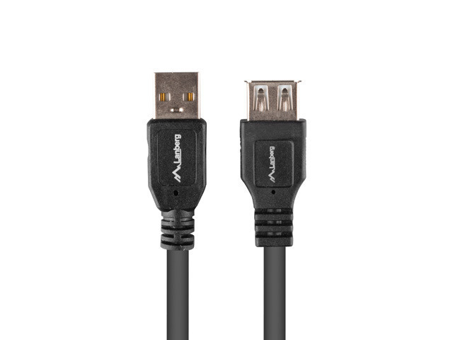 Przedłużacz USB-A M/F 2.0 1 m czarny (box) Lanberg Przedłużacz USB-A M/F 2.0 1 m czarny (box) Lanberg