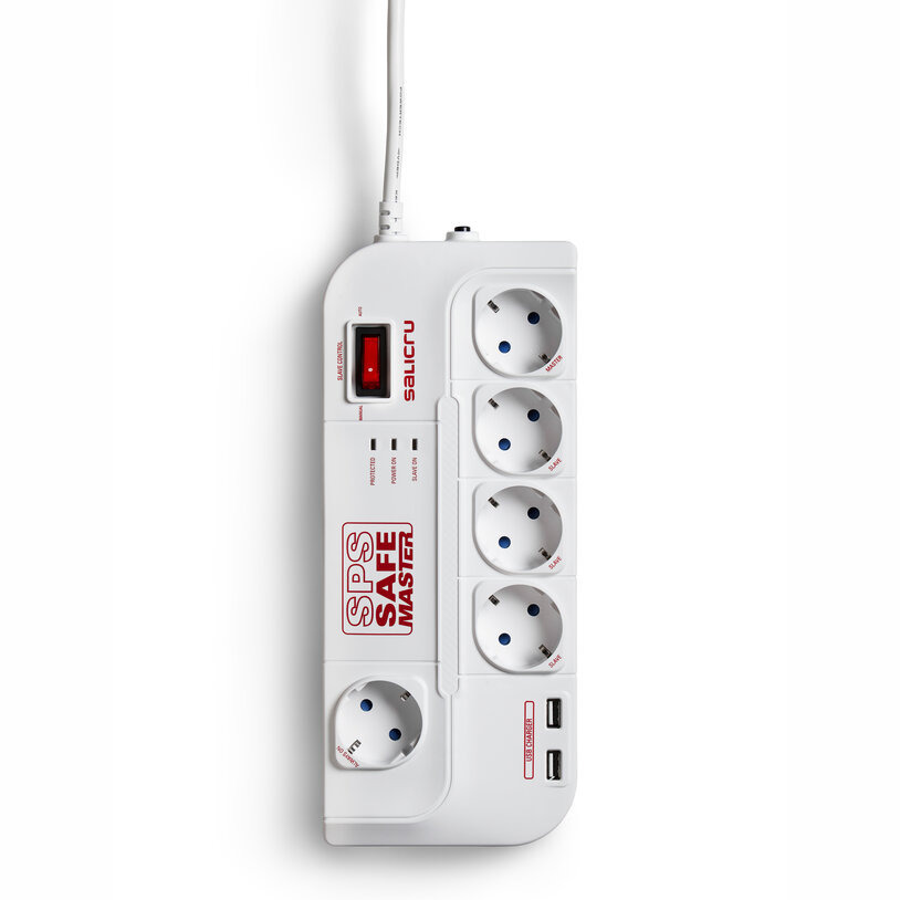 Aktywna Listwa zasilająca Salicru SPS Safe Master (5 gniazd Schuko, 2x USB) Aktywna Listwa zasilająca Salicru SPS Safe Master (5 gniazd Schuko, 2x USB)