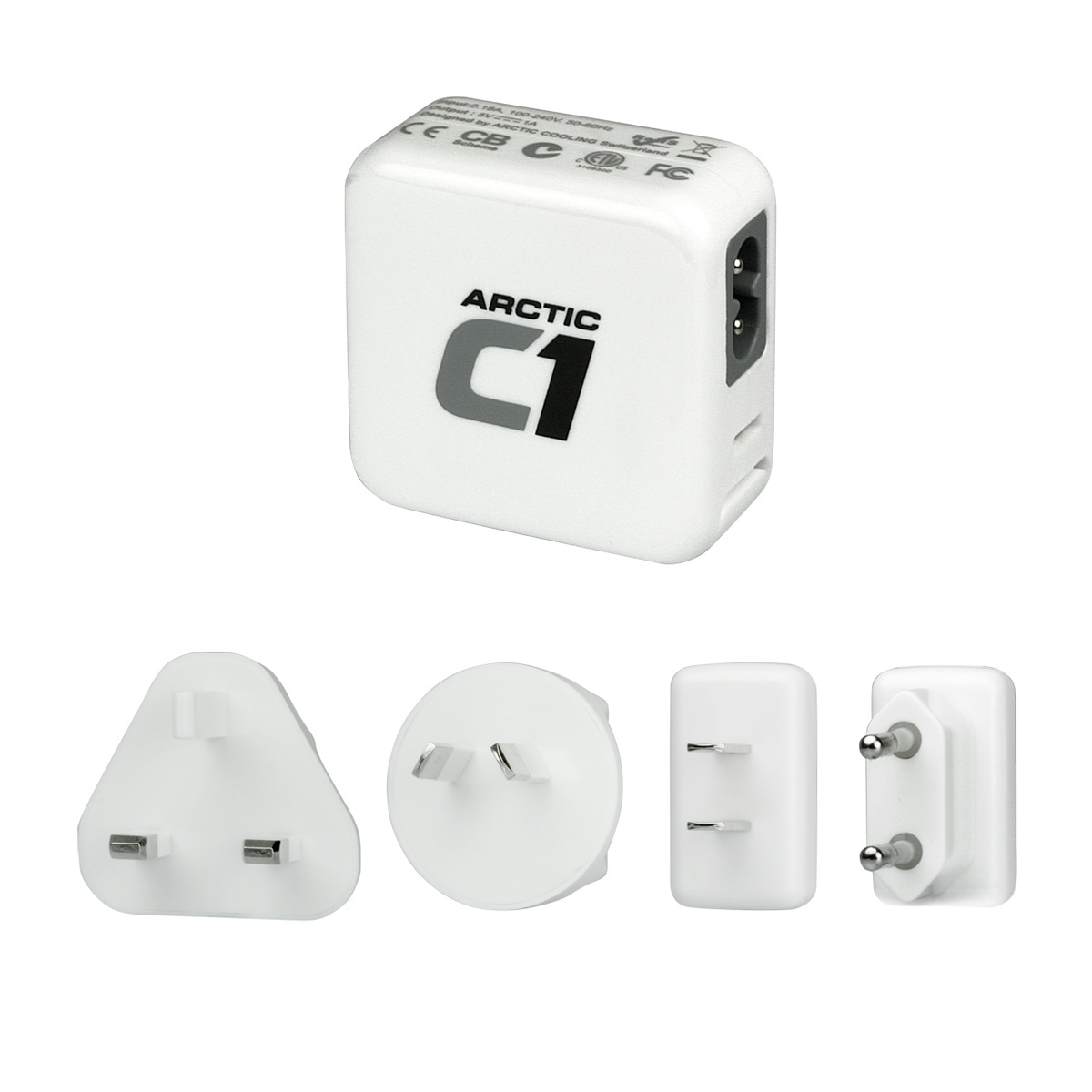 Zasilacz, ładowarka USB Arctic C1 5V, wymienne wyczki EU, UK, USA