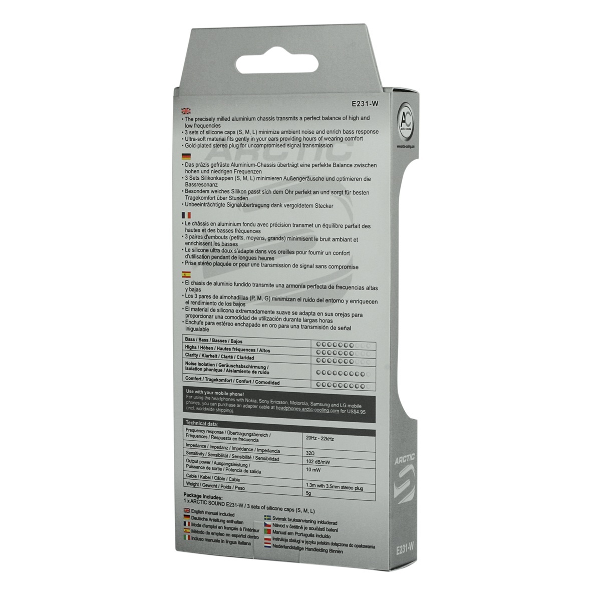 Arctic E231-W, słuchawki dokanałowe