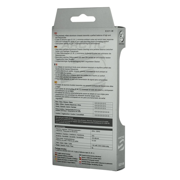 Zdjęcie produktu: Arctic E231-W, słuchawki dokanałowe