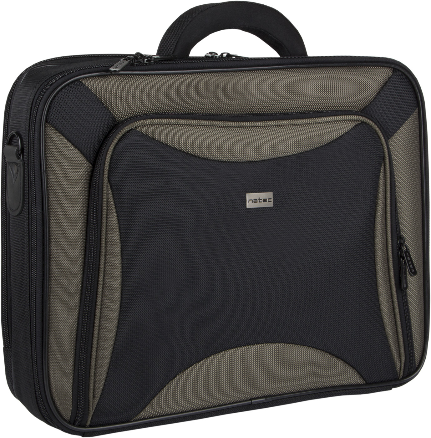 Natec Pitbull Black - Olive, czarna-oliwkowa torba na laptopa 17" + wewnętrzne etui CDR, LC-PIT-BGR-170