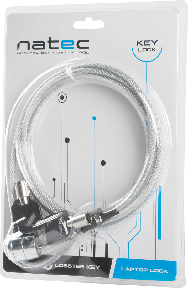Zdjęcie produktu: Linka zabezpieczająca notebooka z zapięciem na klucz Natec Lobster Key NZL-0225