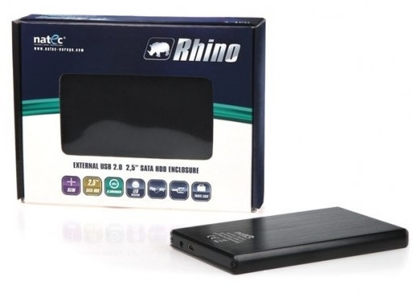 Zdjęcie produktu: Natec Rhino Black - aluminiowa kieszeń na dysk SATA 2.5" USB 2.0, NKZ-0275