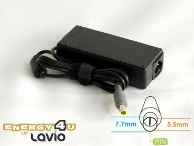 Miniatura produktu: Energy4U PA13 20V / 3.25A (7.7x5.5mm + PIN) 65W, zasilacz do notebooka / laptopa IBM, Lenovo