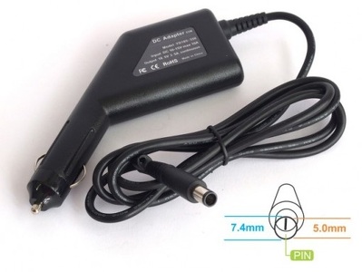 Miniatura produktu: Energy4U CA07 18.5V / 3.5A (7.4x5.0mm + PIN) 65W, zasilacz samochodowy do notebooka HP, Compaq