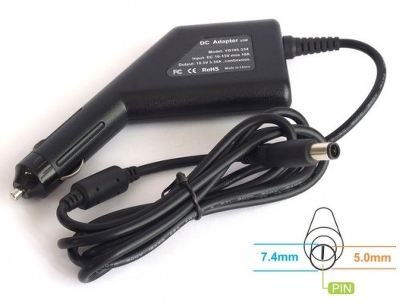 Zdjęcie produktu: Energy4U CA08 19.5V / 3.34A (7.4x5.0mm + PIN) 66W, zasilacz samochodowy do notebooka Dell