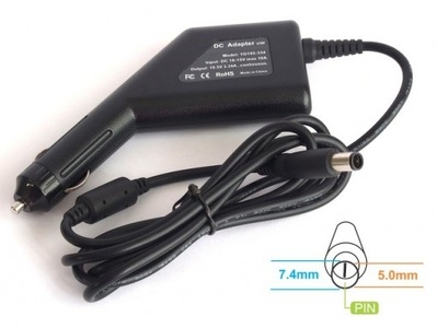 Miniatura produktu: Energy4U CA08 19.5V / 3.34A (7.4x5.0mm + PIN) 66W, zasilacz samochodowy do notebooka Dell