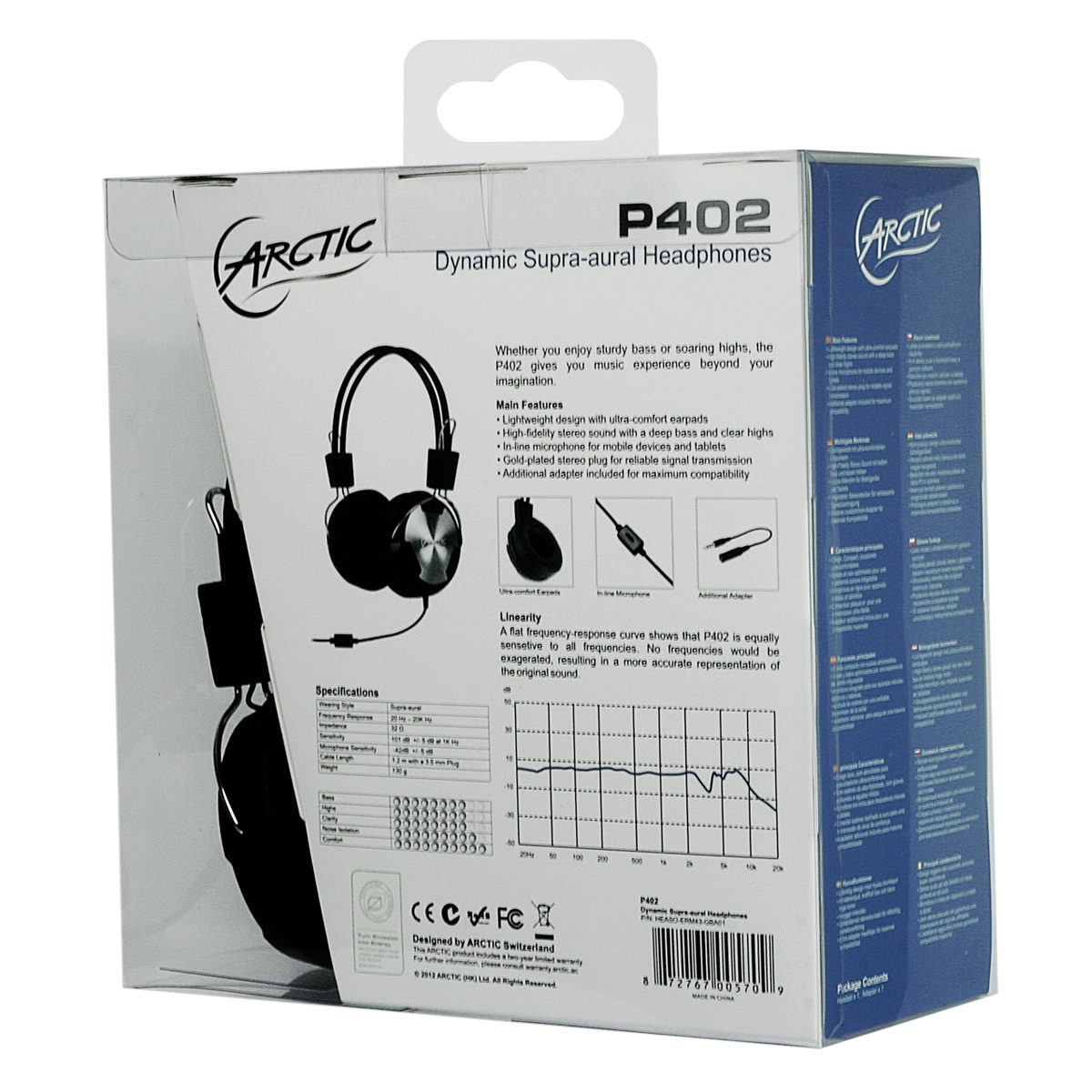 Arctic P402 wygodne słuchawki z dyskretnym mikrofonem