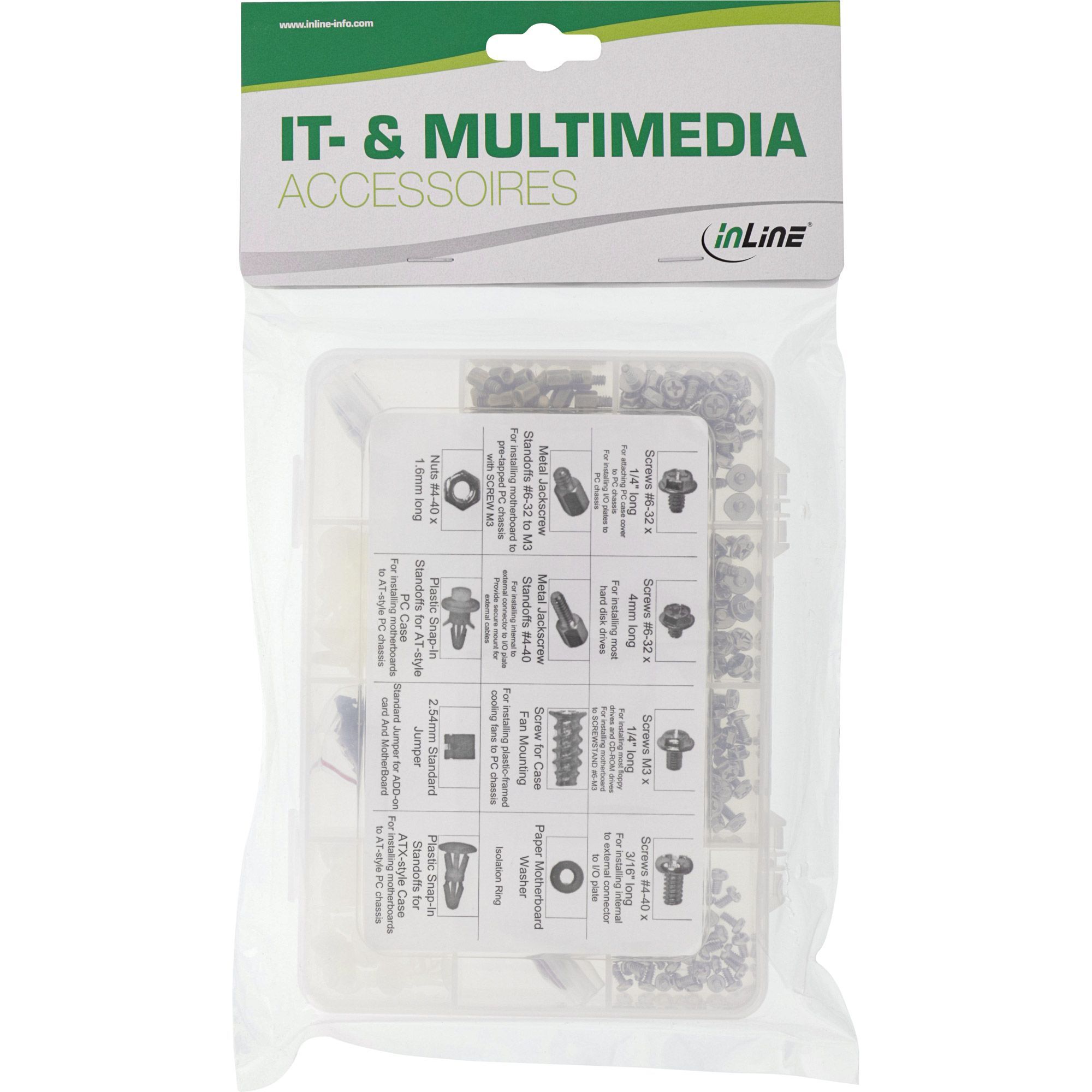 InLine 77789B - zestaw śrubek, podkładek i wkrętów komputerowych (550szt)