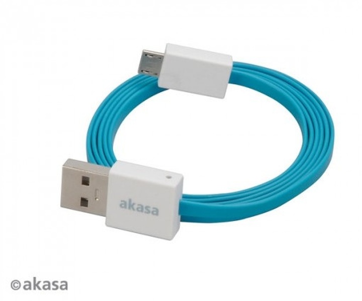 Zdjęcie produktu: Akasa Proslim AK-CBUB16-10BL, kabel USB 2.0 Typ-A na Micro-B 100cm, niebieski
