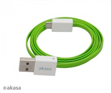 Miniatura produktu: Akasa Proslim AK-CBUB16-10GN, kabel USB 2.0 Typ-A na Micro-B 100cm, zielony