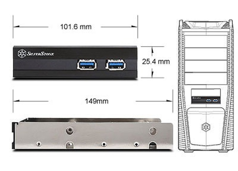 Zdjęcie produktu: SilverStone FP36 (SST-FP36B-E) Black, adapter zatoki 3.5" USB 3.0 z dwoma miejscami SSD / HDD 2.5", czarny