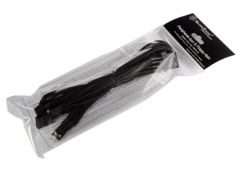 Zdjęcie produktu: SilverStone PP06 (SST-PP06B-3PER10F) 6pin to IDE-4pin & Floppy-4pin 550+150+150+150mm Individually Sleeved Modular Cable, black