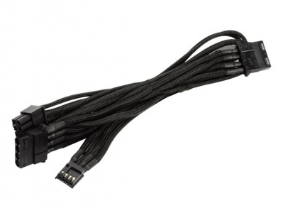 Miniatura produktu: SilverStone PP06 (SST-PP06B-3PER10F) 6pin to IDE-4pin & Floppy-4pin 550+150+150+150mm Individually Sleeved Modular Cable, black