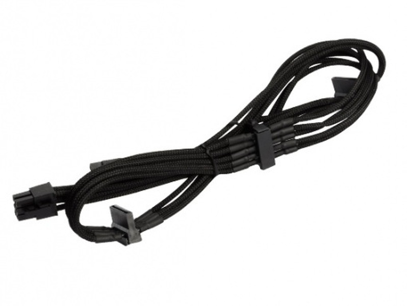 Zdjęcie produktu: SilverStone PP06 (SST-PP06B-3SATA80M) 6pin to SATA & Slimline SATA 300+150+150+200mm Individually Sleeved Modular Cable, black