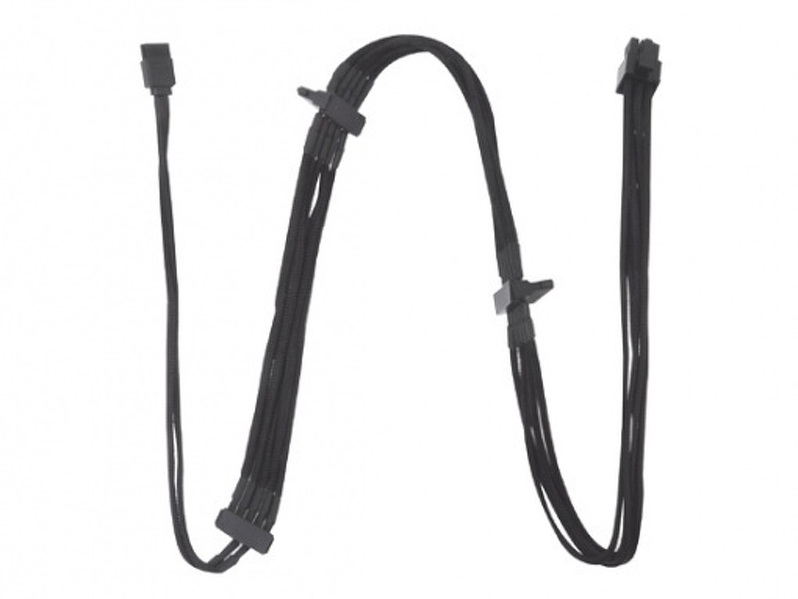 Zdjęcie produktu: SilverStone PP06 (SST-PP06B-3SATA80M) 6pin to SATA & Slimline SATA 300+150+150+200mm Individually Sleeved Modular Cable, black