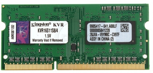 Pamięć Kingston SODIMM 4GB DDR3 1600 CL11 Non-ECC SR X8 KVR16S11S8/4