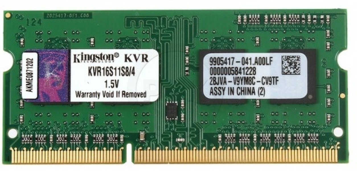 Zdjęcie produktu: Pamięć Kingston SODIMM 4GB DDR3 1600 CL11 Non-ECC SR X8 KVR16S11S8/4