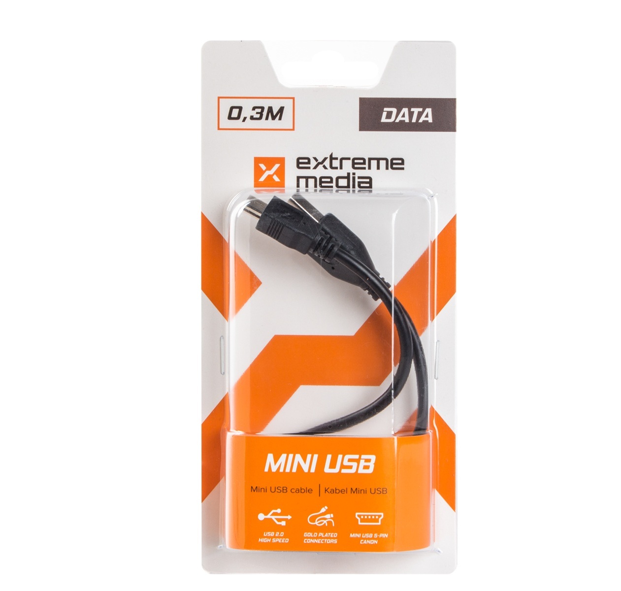 Natec Extreme Media NKA-0429 - kabel Mini USB 2.0 AM-BM5P 0.3m