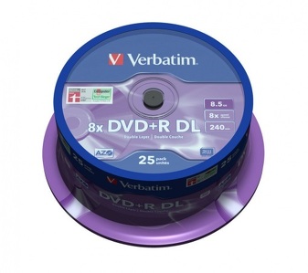 Miniatura produktu: Verbatim DVD+R 8,5GB x8 25szt Miniatura produktu: Verbatim DVD+R 8,5GB x8 25szt