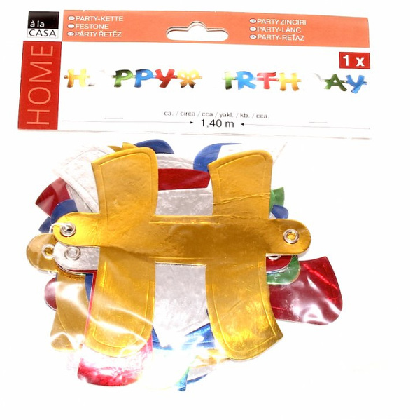 Zdjęcie produktu: Napis na urodziny Happy Birthday 140 cm. a'la Casa Zdjęcie produktu: Napis na urodziny Happy Birthday 140 cm. a'la Casa