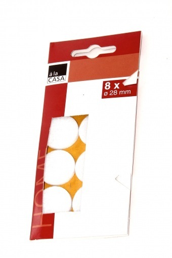 Podkładki filcowe 8 szt. a'la Casa okrągłe, samoprzylepne, białe