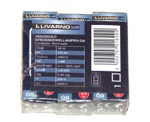Żarówka G9 370 lm 28w 3 szt. Livarno