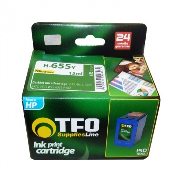 Zdjęcie produktu: Tusz TFO H-655YR HP 655 (CZ112A) Yellow 12ml