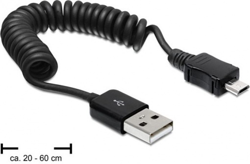 Delock 83162 - Kabel USB AM-USB Micro Spirala 20-60cm Delock 83162 - Kabel USB AM-USB Micro Spirala 20-60cm