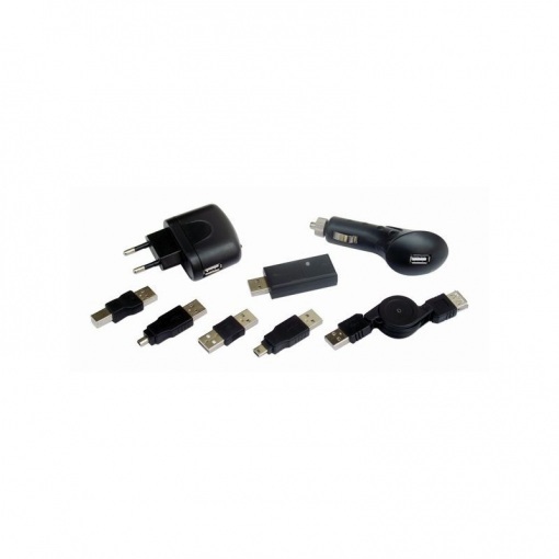 Ładowarka USB Gembird MP3A-SET1, zestaw akcesoriów do urządzeń zasilanych z USB, MiniUSB, MicroUSB (gniazdo zapalniczki 12V, gniazdo sieciowego 230V)