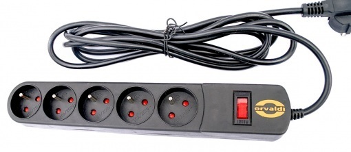 Listwa zasilająca Orvaldi ORV5 (AP5-3M) filtr zasilający 3m, 10A, 210J