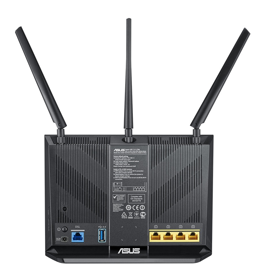 Asus DSL-AC68U AC1900 Wireless Router VDSL2/ADSL WiFi USB Annex A&B Asus DSL-AC68U AC1900 Wireless Router VDSL2/ADSL WiFi USB Annex A&B