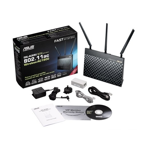 Asus DSL-AC68U AC1900 Wireless Router VDSL2/ADSL WiFi USB Annex A&B Asus DSL-AC68U AC1900 Wireless Router VDSL2/ADSL WiFi USB Annex A&B