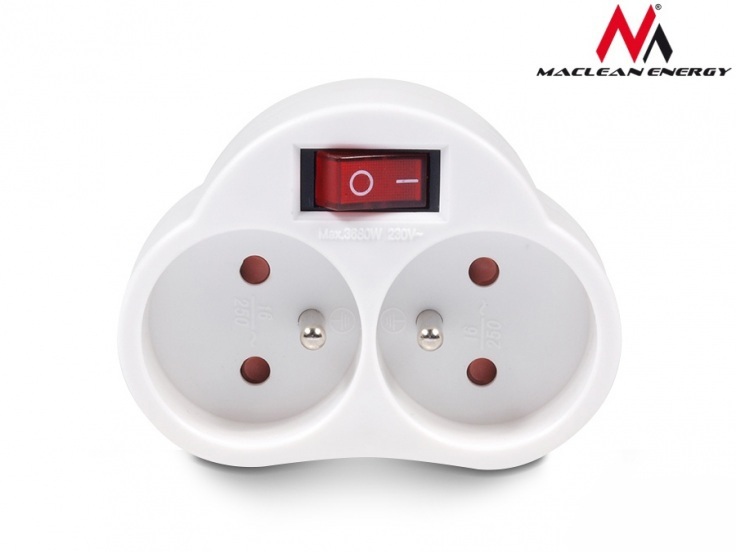 Maclean MCE31, podwójne gniazdko prądowe z wyłącznikiem